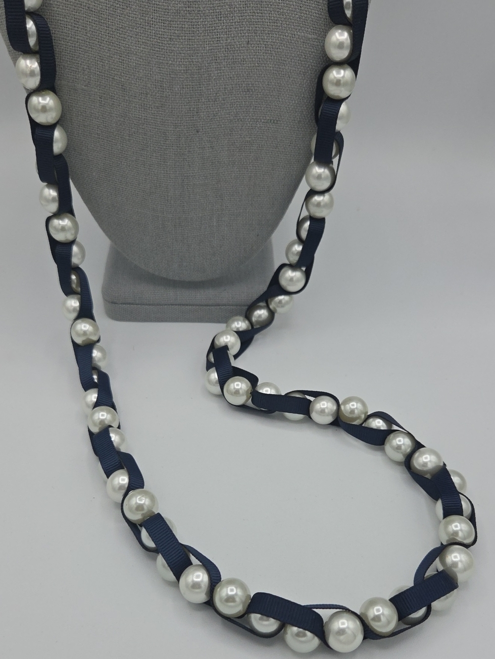 5 for $25! American Eagle Outfitters AEO Classic Faux Pear Navy Ribbon Necklace
